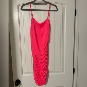 Hot Pink Ruched Dress